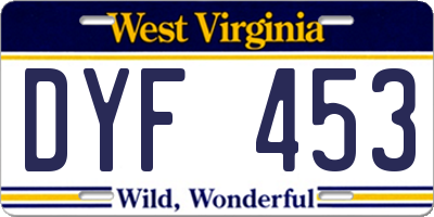 WV license plate DYF453