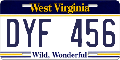 WV license plate DYF456