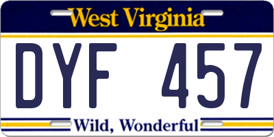 WV license plate DYF457