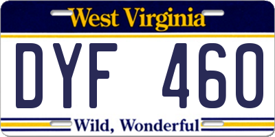 WV license plate DYF460