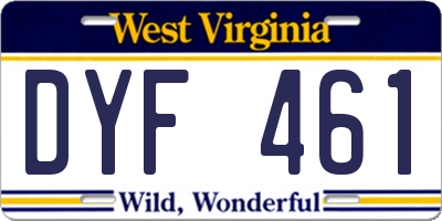 WV license plate DYF461