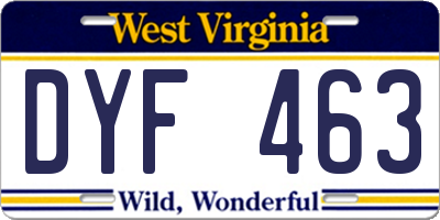 WV license plate DYF463