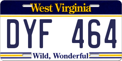 WV license plate DYF464