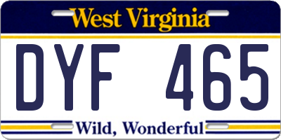 WV license plate DYF465