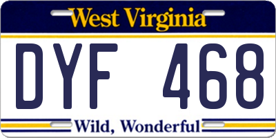 WV license plate DYF468