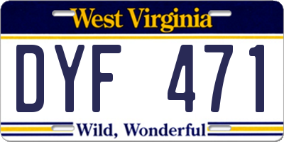 WV license plate DYF471