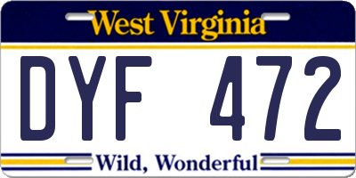 WV license plate DYF472