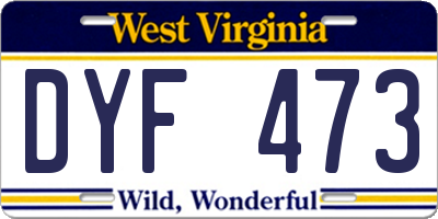 WV license plate DYF473