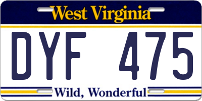 WV license plate DYF475