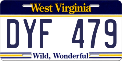 WV license plate DYF479