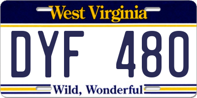 WV license plate DYF480