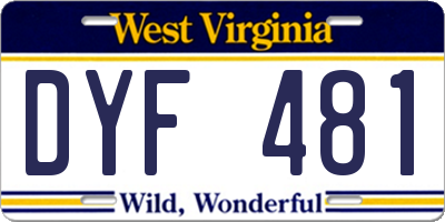 WV license plate DYF481