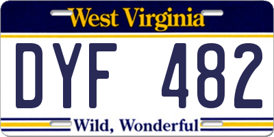 WV license plate DYF482