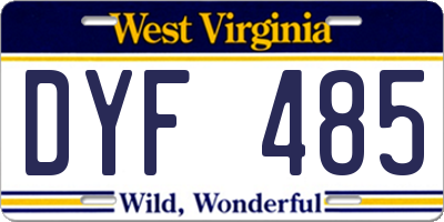 WV license plate DYF485
