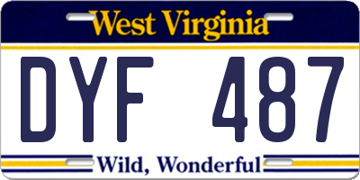 WV license plate DYF487