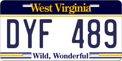 WV license plate DYF489
