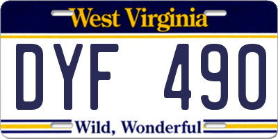 WV license plate DYF490