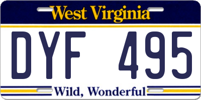 WV license plate DYF495