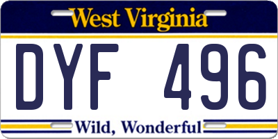 WV license plate DYF496
