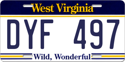 WV license plate DYF497