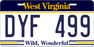 WV license plate DYF499