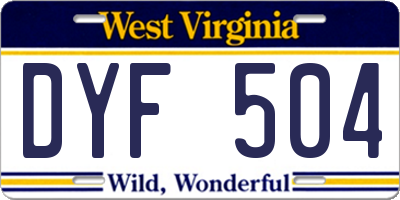 WV license plate DYF504