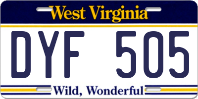 WV license plate DYF505