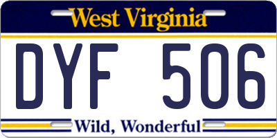 WV license plate DYF506
