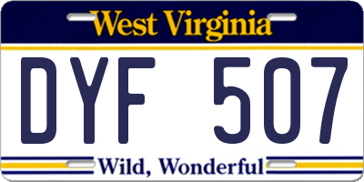 WV license plate DYF507