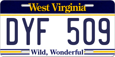 WV license plate DYF509