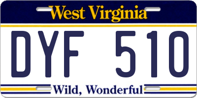 WV license plate DYF510