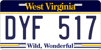 WV license plate DYF517