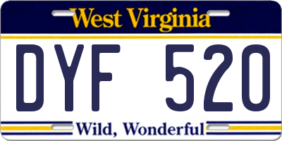 WV license plate DYF520