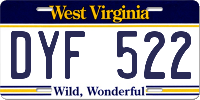 WV license plate DYF522