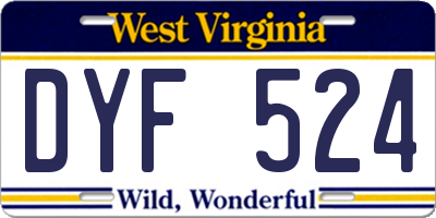 WV license plate DYF524