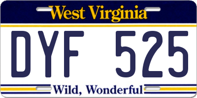 WV license plate DYF525