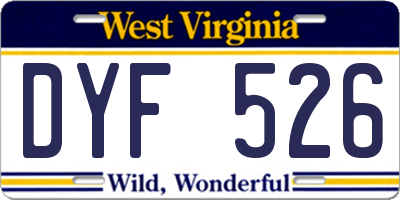 WV license plate DYF526