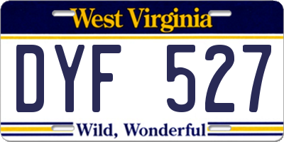 WV license plate DYF527