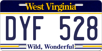 WV license plate DYF528