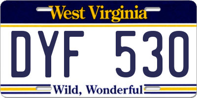 WV license plate DYF530