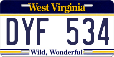 WV license plate DYF534