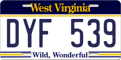 WV license plate DYF539