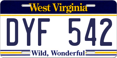 WV license plate DYF542
