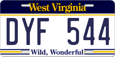 WV license plate DYF544