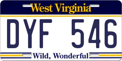 WV license plate DYF546