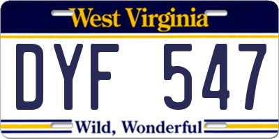 WV license plate DYF547