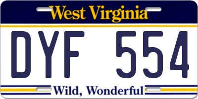 WV license plate DYF554