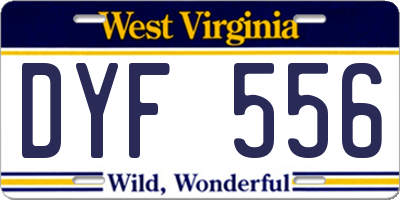 WV license plate DYF556