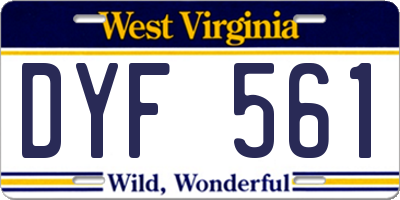 WV license plate DYF561