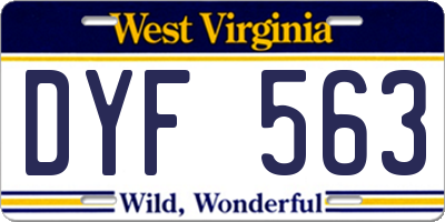 WV license plate DYF563